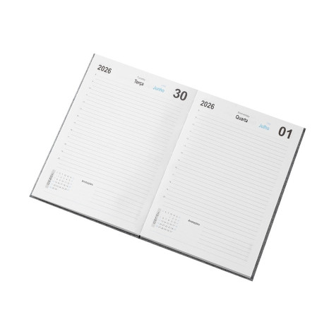Agenda Diária 2026 Linho Personalizada 