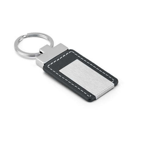 Chaveiro Retangular de Couro e Metal