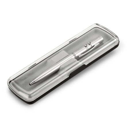 Conjunto de Caneta Metal Laser e LED Com Estojo