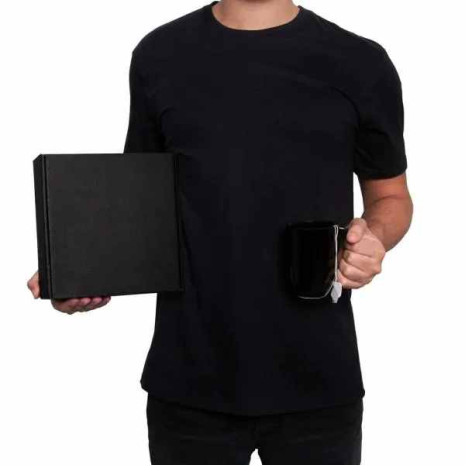 Kit Caneca Em Cerâmica Preta E Camiseta - 2 Pçs - Tam. G Personalizado 