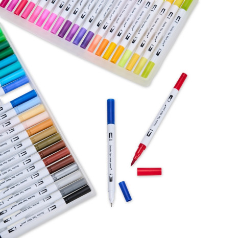 Kit Canetinhas Ponta Dupla Com 48 Cores Promocional