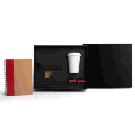 Kit Copo, Caderno E Caneta - Vermelho - 3 Pçs Personalizado 
