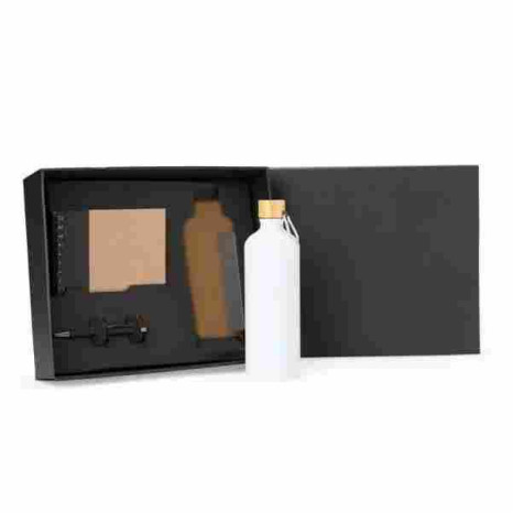 Kit Garrafa, Caderno E Caneta - 3 Pçs Personalizado com Logo
