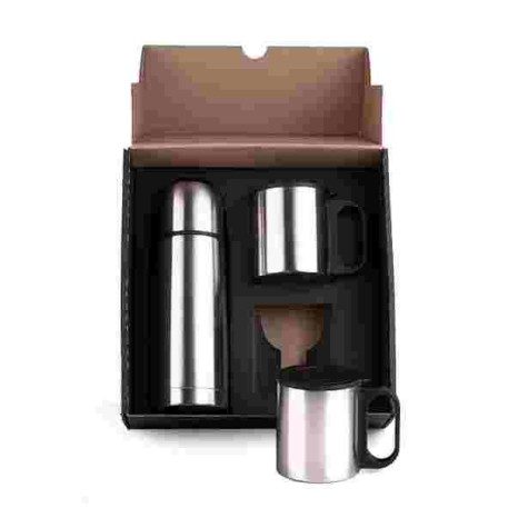 Kit Garrafa E Caneca Em Aço Inox 330/180ml Personalizado 