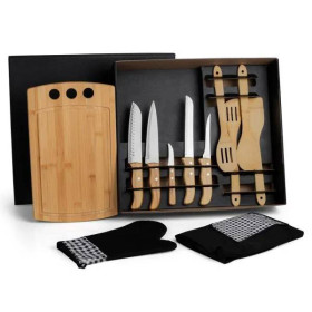 Kit Gourmet Com Tábua, Facas, Colheres - 12 Pçs Personalizado 